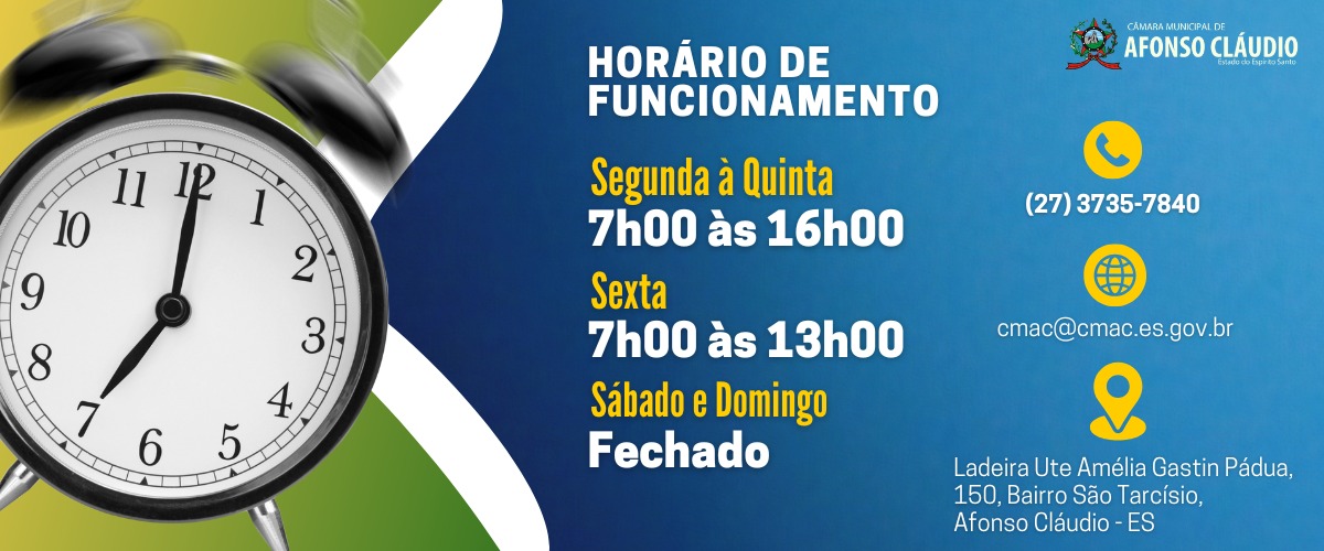 Horário de Funcionamento da Câmara